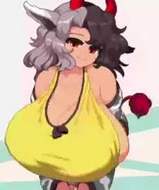 Cow printed girl shakes boobs
