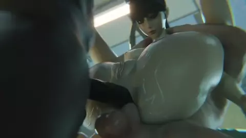 Eve gets her asshole fucked by two massive cocks
