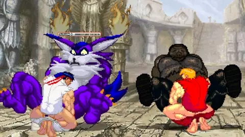 MUGEN Request#235: Ken Masters & Ryu Fucks Buta Yaro & Big The Cat